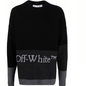 BLOCKED CREWNECK WOOL KNIT SWEATER