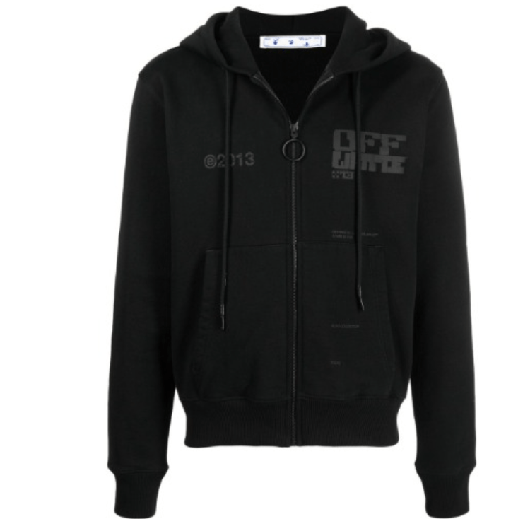 TECH MARKER SLIM ZIP-UP HOODIE BLACK