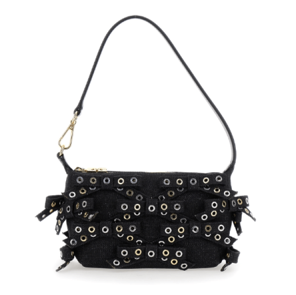 BUTTERFLY Eyelet Bow Denim Shoulder Bag