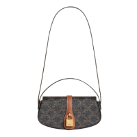 Celine Clutch On Strap Tabou in Triomphe Canvas Calfskin Tan