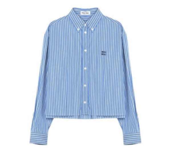 Logo embroidered striped shirt