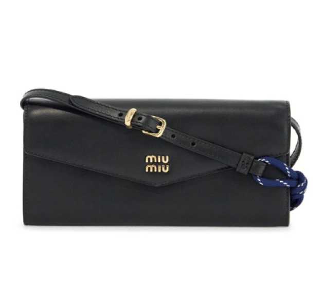 Metal logo flap leather shoulder bag