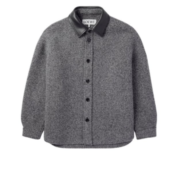 Leather-Trimmed Double-Faced Wool-Blend Bouclé Overshirt