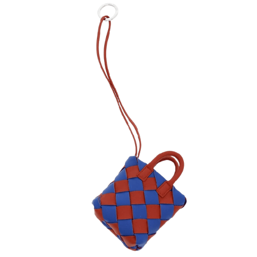 Bicolor Intrecciato Bag Charm Card Holder