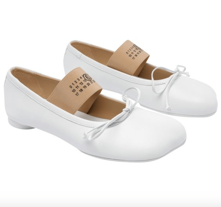 SS25 Number Logo Banding Leather Flat Shoes