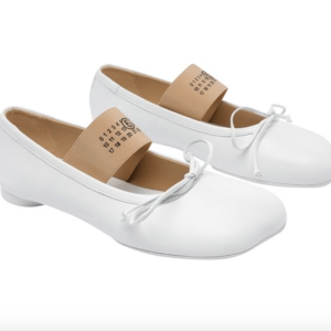 SS25 Number Logo Banding Leather Flat Shoes