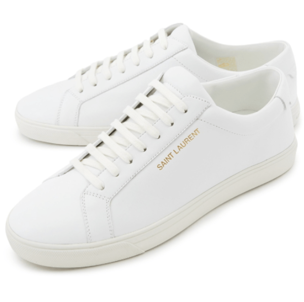 (W) Saint Laurent Andy Sneakers in Leather Optic White