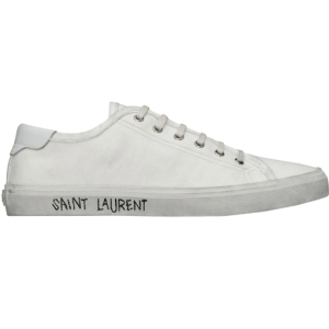 (M) Saint Laurent Malibu Sneakers in Canvas and Smooth Leather Optic White