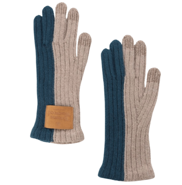 (W) Vivienne Westwood Two-Tone Knitted Gloves Greige