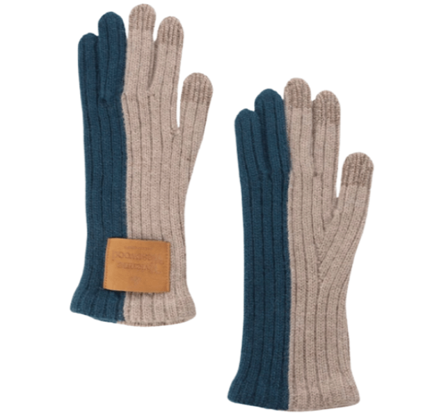 (W) Vivienne Westwood Two-Tone Knitted Gloves Greige