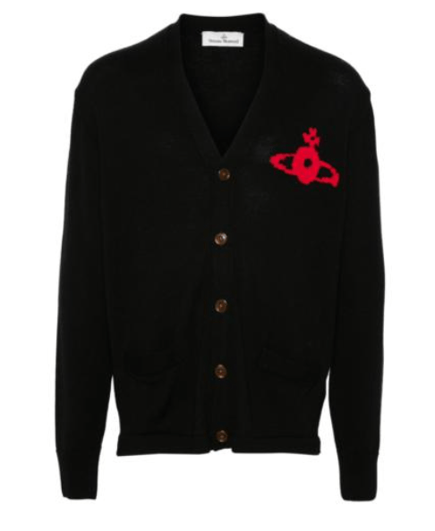 ORB Logo V-Neck Wool Cardigan