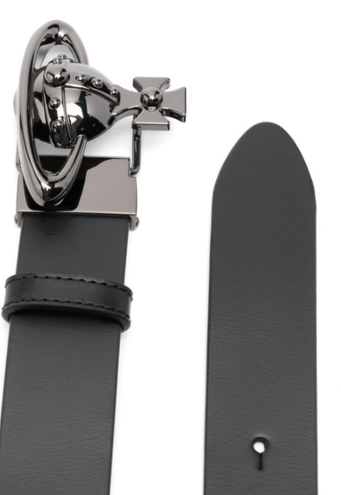 SS25 ORB BUCKLE LEATHER BELT BLACK