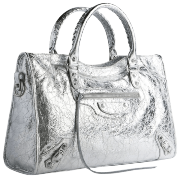 Balenciaga Le CIty Medium Metallized Bag Silver