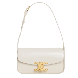 Celine Shoulder Bag Terence In Patent Calfskin White