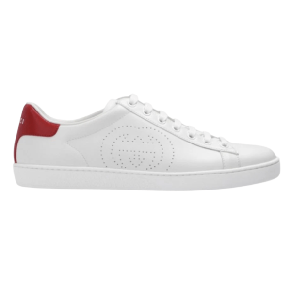 (W) Gucci Ace Interlocking G Logo Leather Sneakers White Red