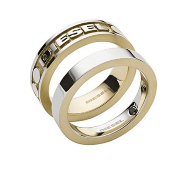 Diesel Dx1234 Two-Tone Stainless Steel Ring Set Gold (Set of 2)