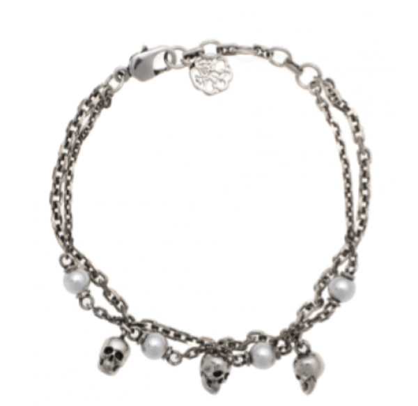 Pearl Skull Chain Bracelet