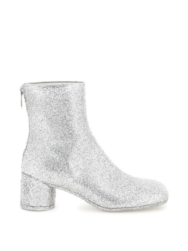 glitter coated anatomic ankle boots