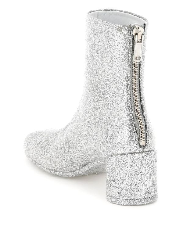 glitter coated anatomic ankle boots