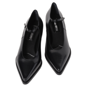 Point toe buckle decorated pumps heel