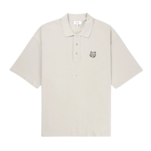 Bold Fox Head Patch Oversized Short Sleeve Polo Shirt - Truffle 