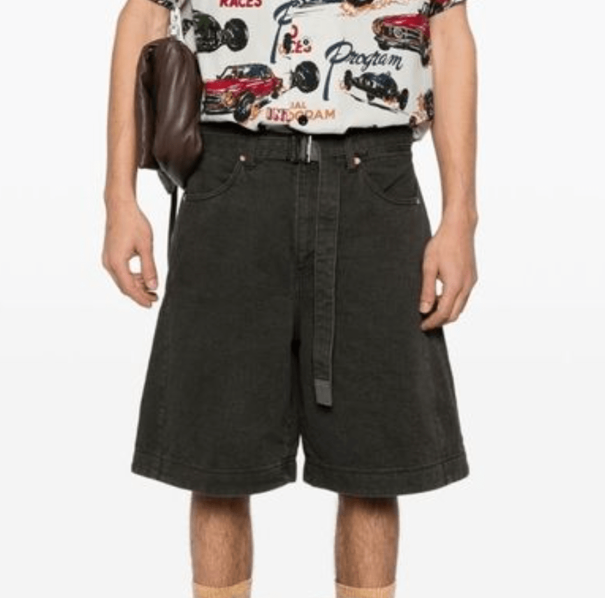 Belt Detail Denim Bermuda Shorts