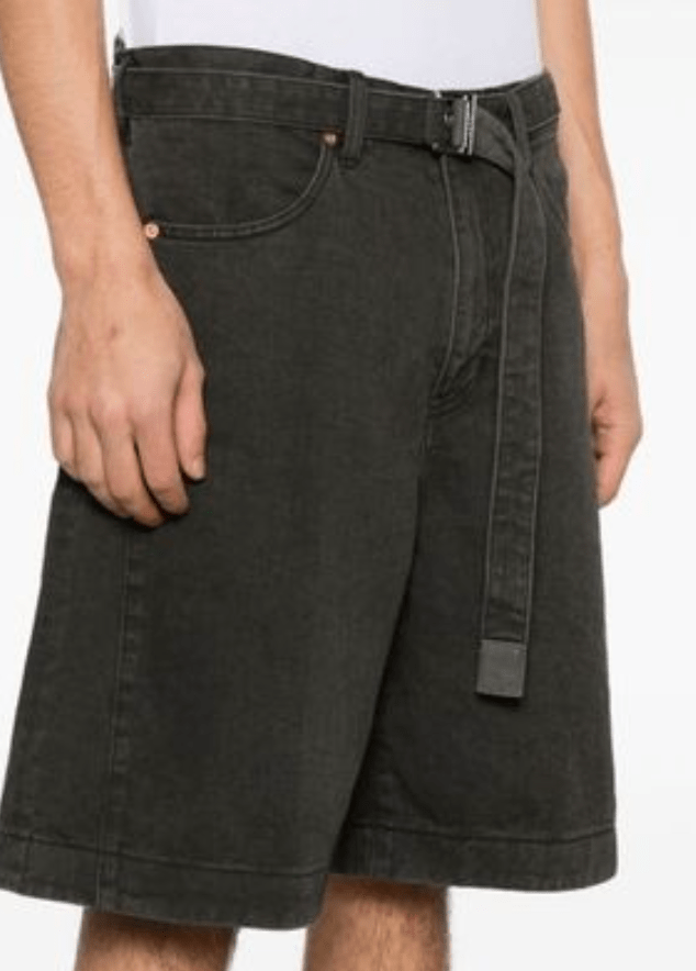 Belt Detail Denim Bermuda Shorts