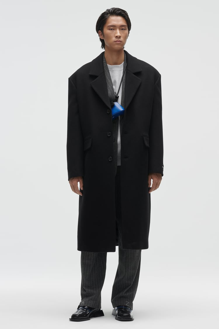 Ader Error x Zara Wool Blend Oversize Coat Black