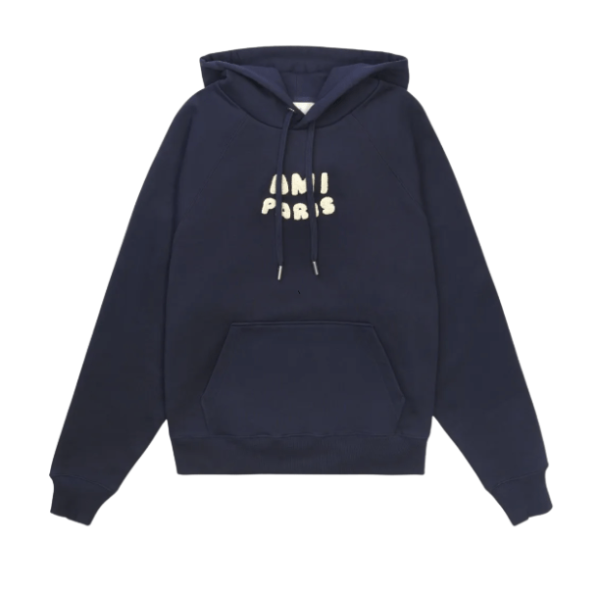 Paris Logo Patch Hoodie - Navy 