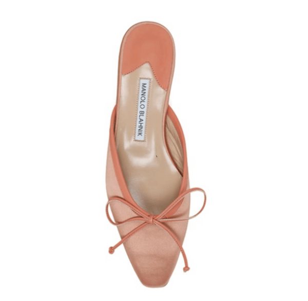 Manolo Blahnik｜25SS Natural Ballet Moo 10 Satin Flat Mule 