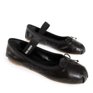 Logo band leather ballerina shoes