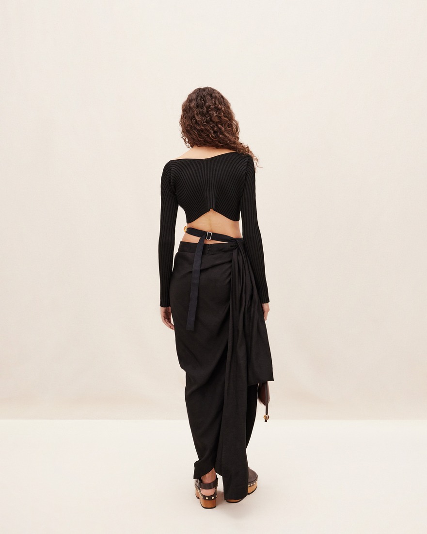 JACQUEMUS Micro Charm logo cardigan black 