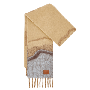 Alpaca and wool blend scarf in camel multicolor