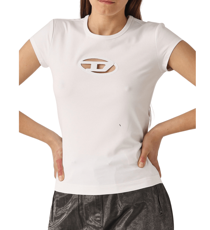 (W) Diesel T-Angie Peekaboo Logo T-Shirt White
