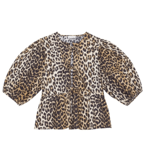Leopard print tie blouse