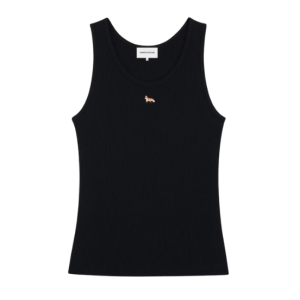 (W) Maison Kitsune Baby Fox Ribbed Tank Top Black