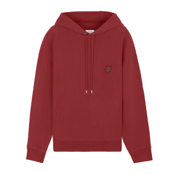 BOLD FOX HEAD PATCH OVERSIZE HOODIE - RED