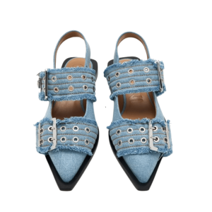 DENIM CHARMS FEMININE BUCKLE BALLERIANS