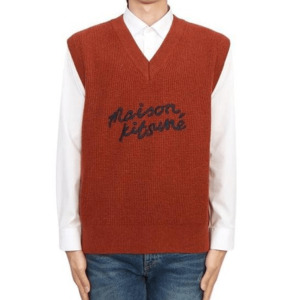 Maison Kitsune Handwriting Oversize Vest Burnt Red