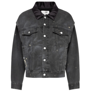Painted effect denim trucker jacket