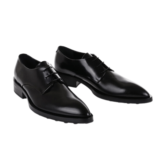 Point toe calfskin lace-up shoes