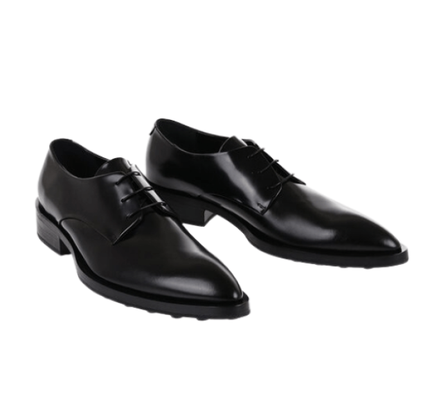 Point toe calfskin lace-up shoes