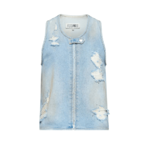 Distressed Washed Cotton Denim Vest