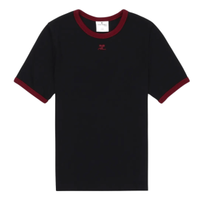 Signature Contrast Short Sleeve T-Shirt - Black:Ruby