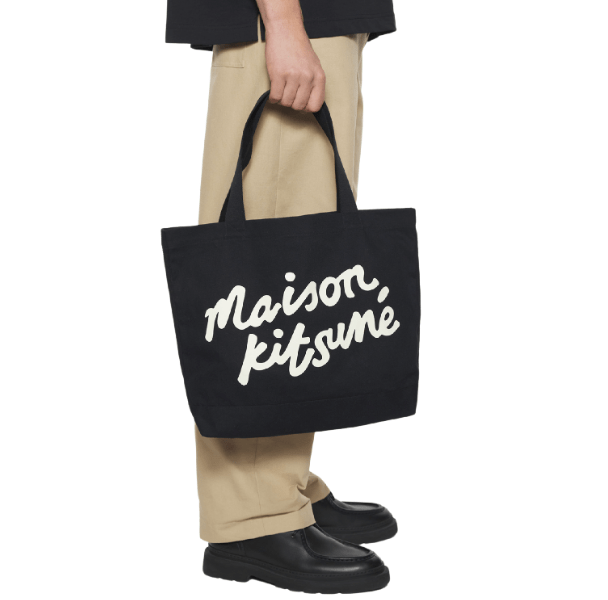 MAISON KITSUNE HANDWRITING TOTE BLACK 