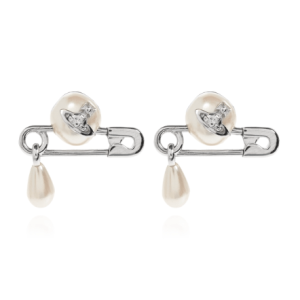 ORB Safety Pin Pearl Earrings