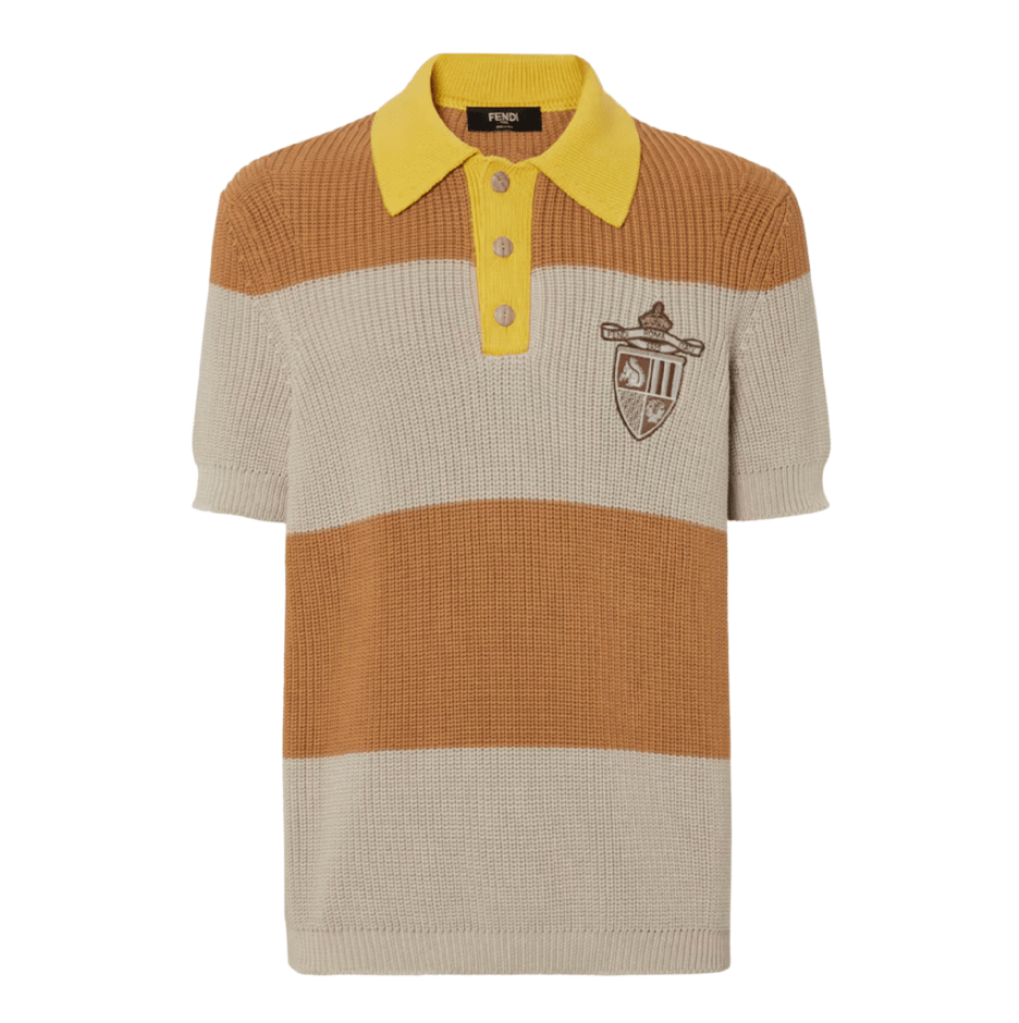 polo shirt Yellow and beige cotton jersey polo shirt