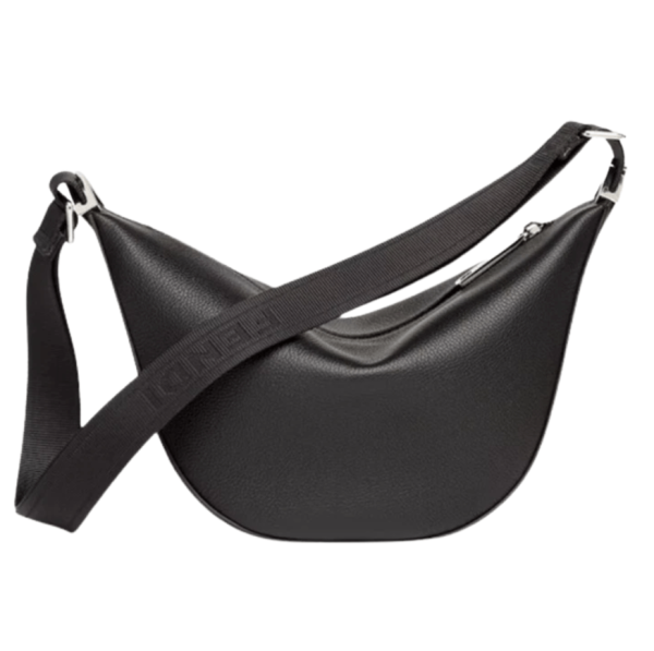 Fendi Roma Leather Melon Small Bag Black