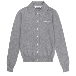 Cashmere Logo Cardigan - Grey 