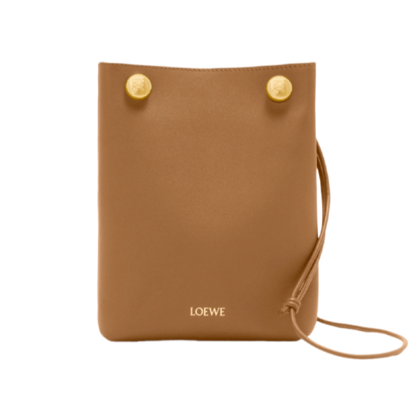 Pebble pouch in smooth calfskin - BROWN